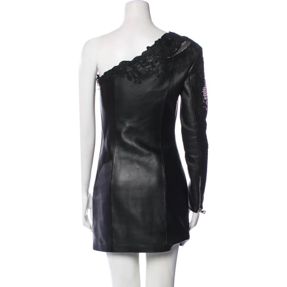 BALMAIN Leather One Shoulder Mini Dress Size 42 / US 8 - Picture 12 of 12